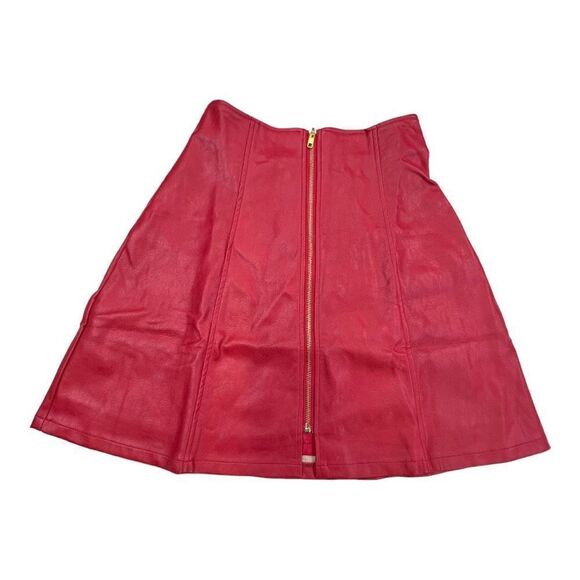 Santo by Paolo De Santo Skirt Women's XS Red Leather Zipper Back Skirt NWT - Picture 3 of 13